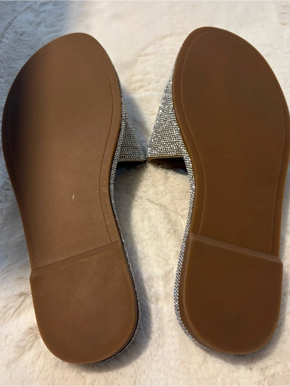 Madden Girl Silver Rhinestone Slide Sandals